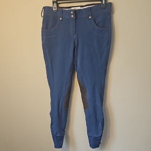 Horseware Women's Blue Equestrian Pants Reinforced B/t Knees Beautiful Detail